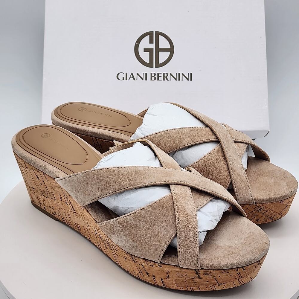 NEW Giani Bernini Julia Platform Wedge Slide Sandals Quarry Women's 11M